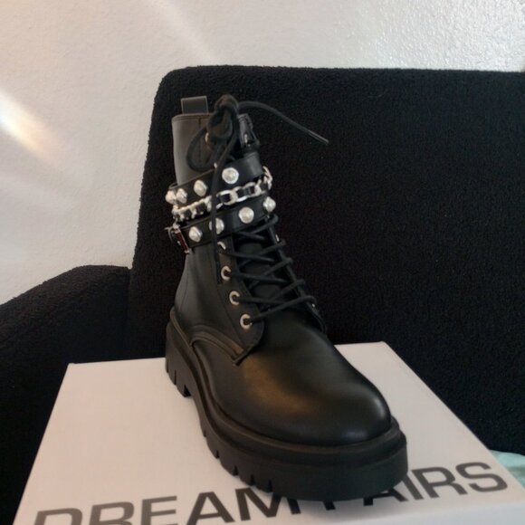 Black AJNDWEER Dream Pairs Combat Boots - Picture 1 of 4